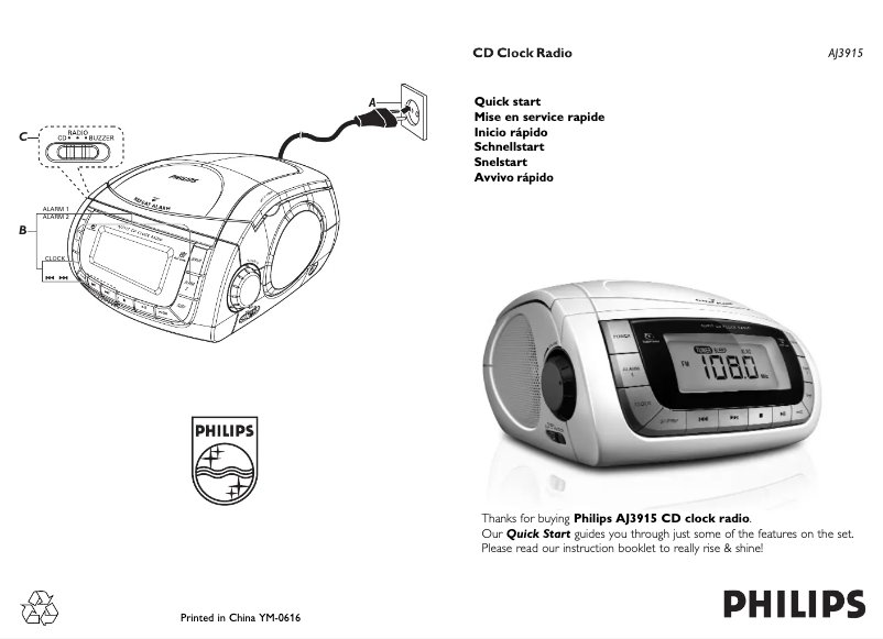 Página 1 del manual Guía de inicio rápido Philips AJ3915B