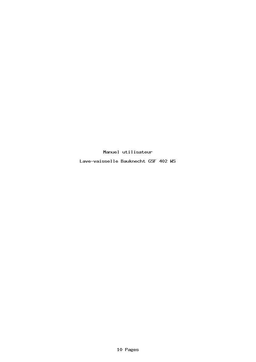 Page 1 de la notice Manuel utilisateur Bauknecht GSF 402 WS
