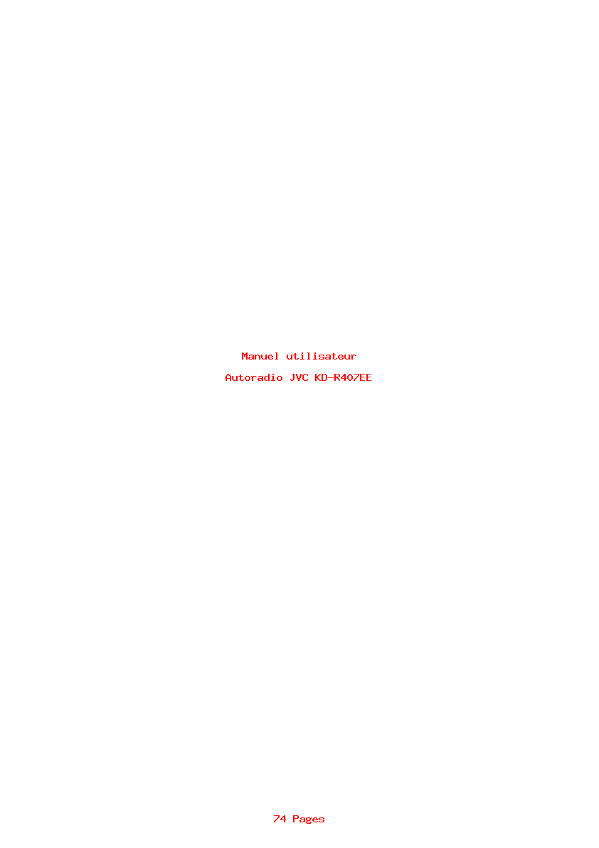 Page 1 de la notice Manuel utilisateur JVC KD-R407EE