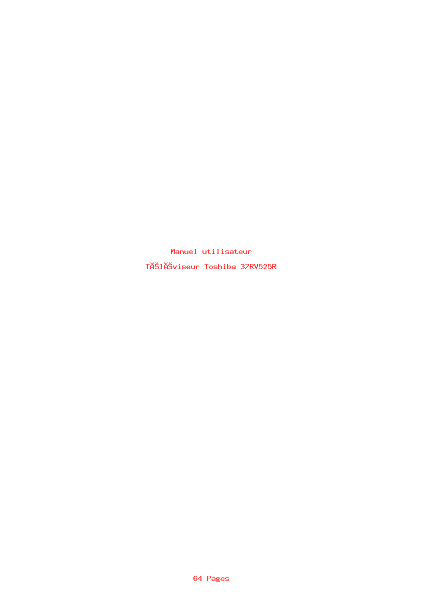 Page 1 de la notice Manuel utilisateur Toshiba 37RV525R