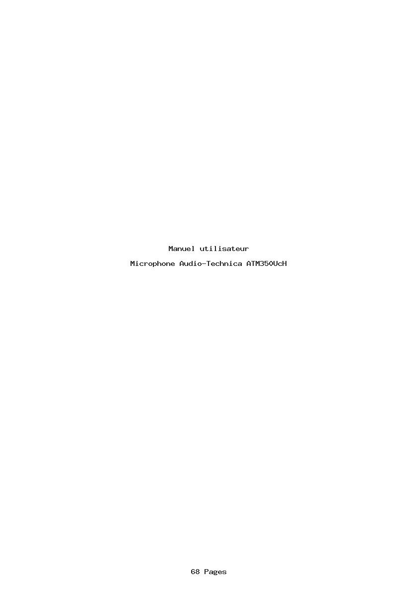 Page 1 de la notice Manuel utilisateur Audio-Technica ATM350UcH