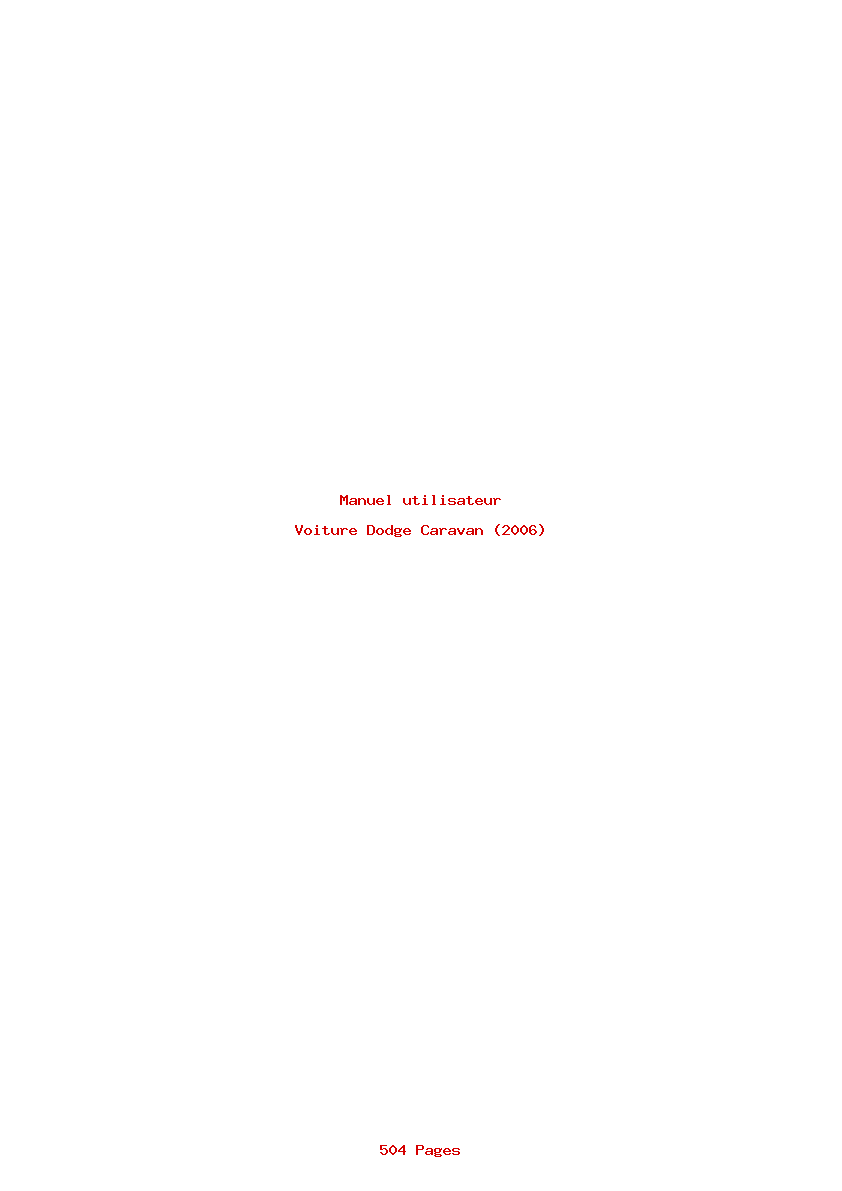 Page 1 de la notice Manuel utilisateur Dodge Caravan (2006)