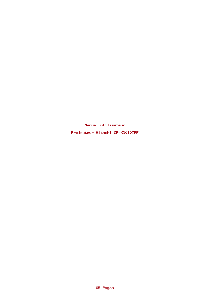 Page 1 de la notice Manuel utilisateur Hitachi CP-X3010ZEF