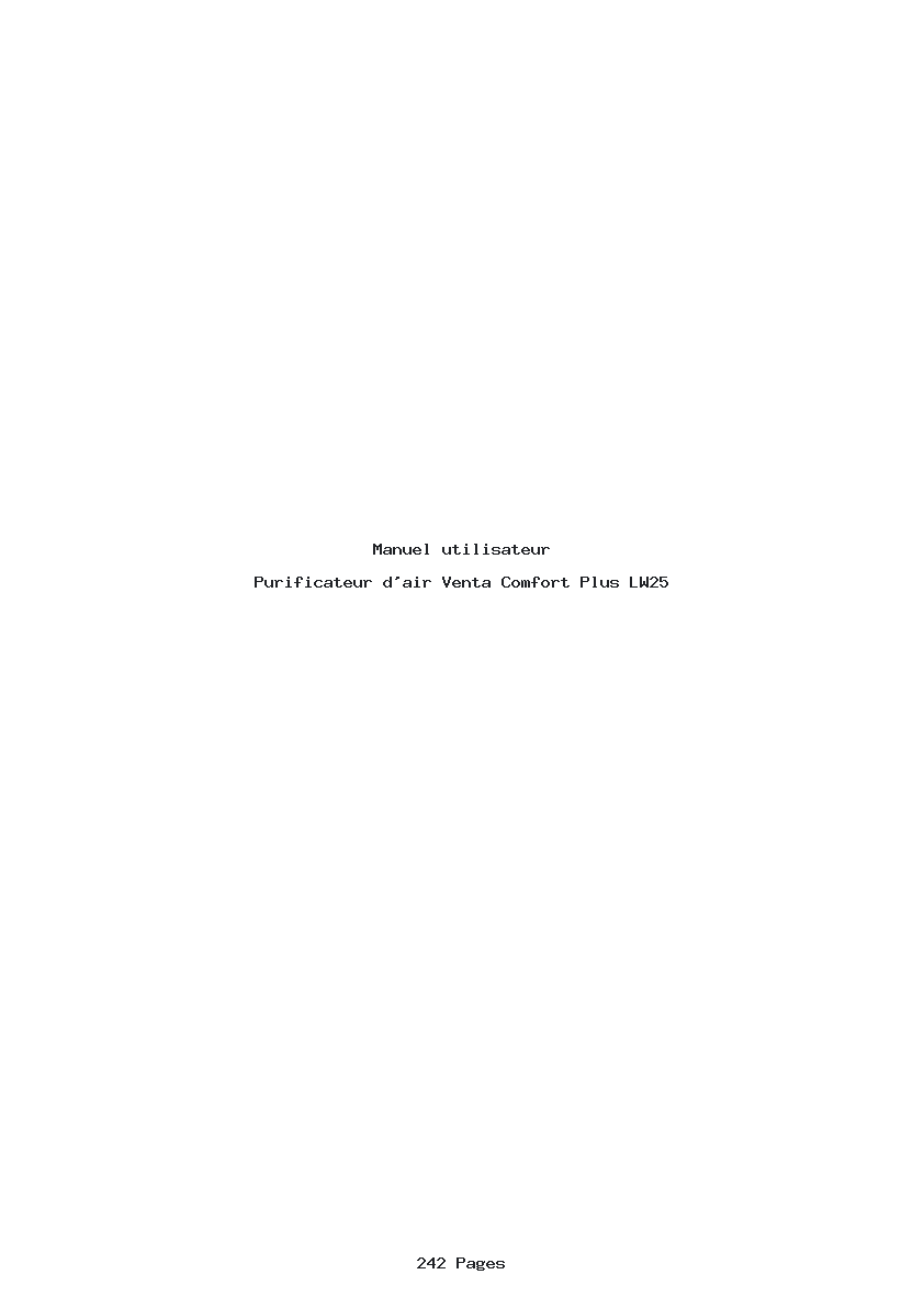 Page 1 de la notice Manuel utilisateur Venta Comfort Plus LW25
