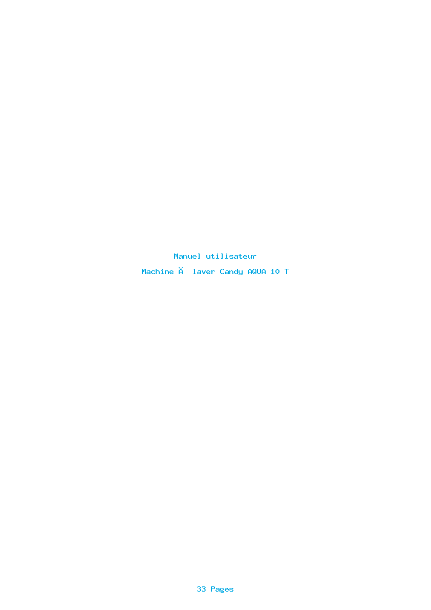 Page 1 de la notice Manuel utilisateur Candy AQUA 10 T