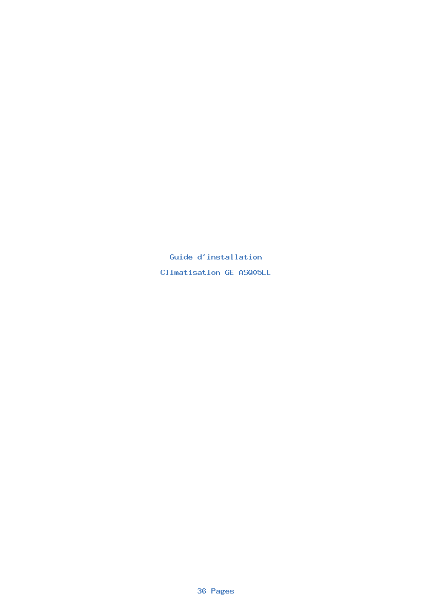 Page 1 de la notice Guide d'installation GE ASQ05LL