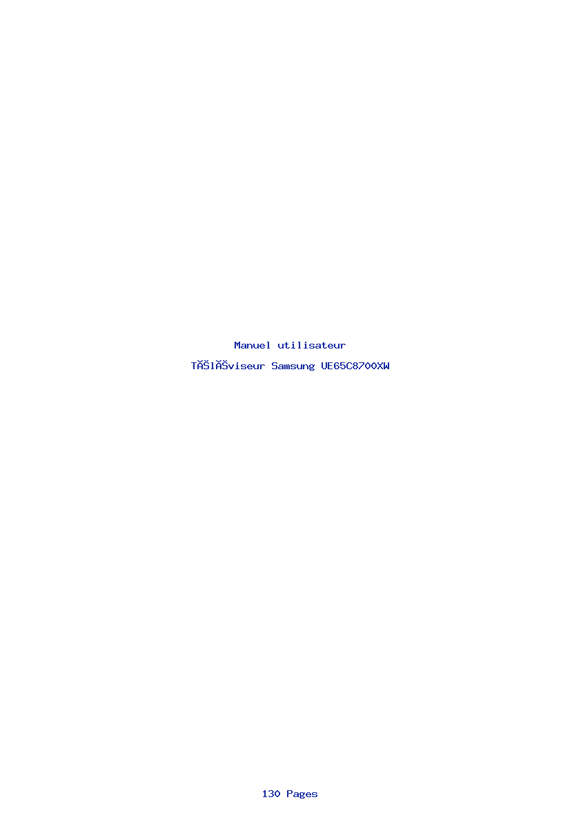 Page 1 de la notice Manuel utilisateur Samsung UE65C8700XW