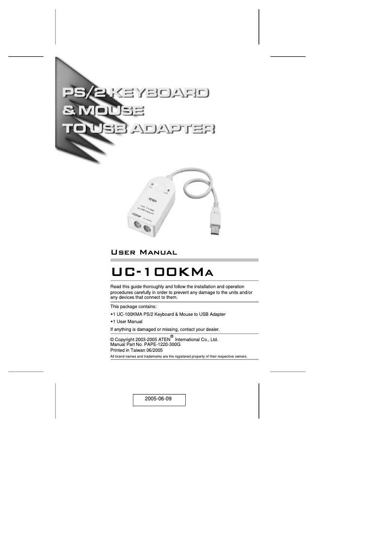 Page 1 de la notice Manuel utilisateur ATen UC100KMA