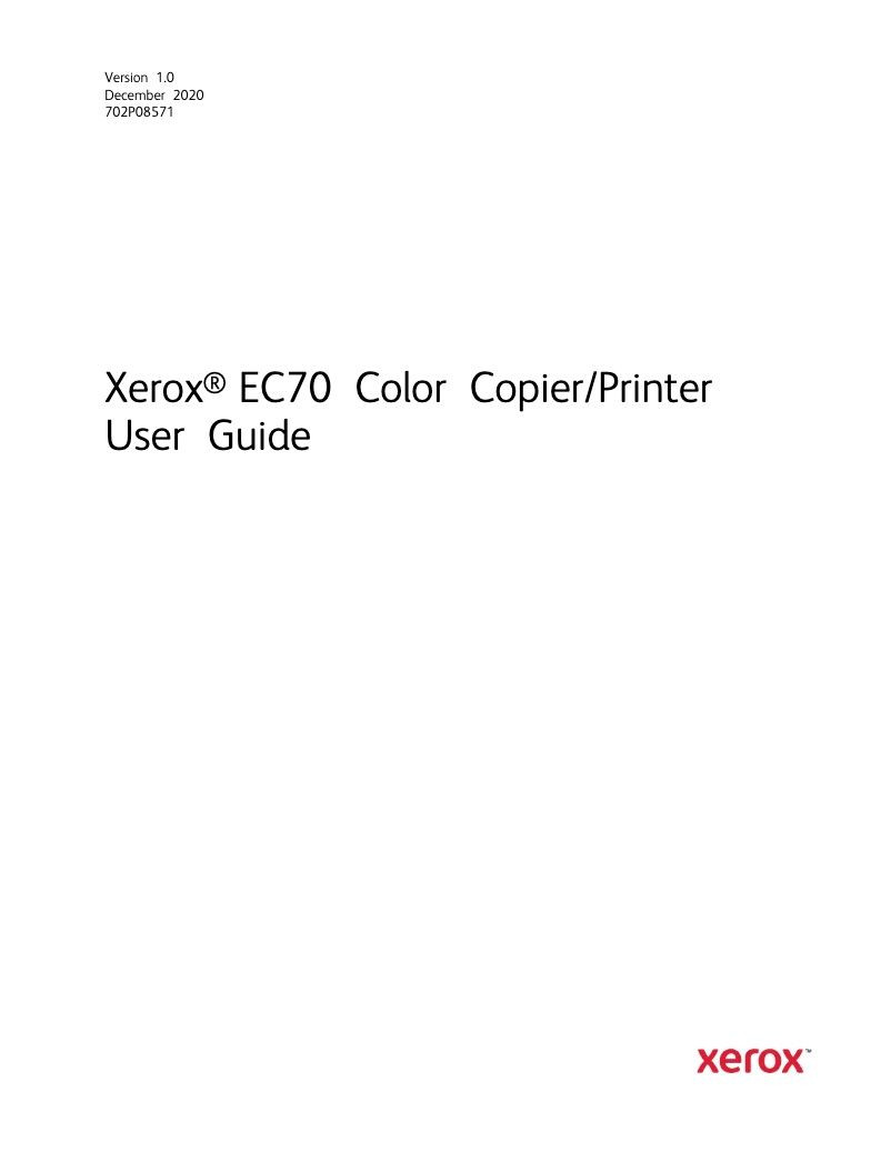 Page 1 de la notice Manuel utilisateur Xerox Color EC70