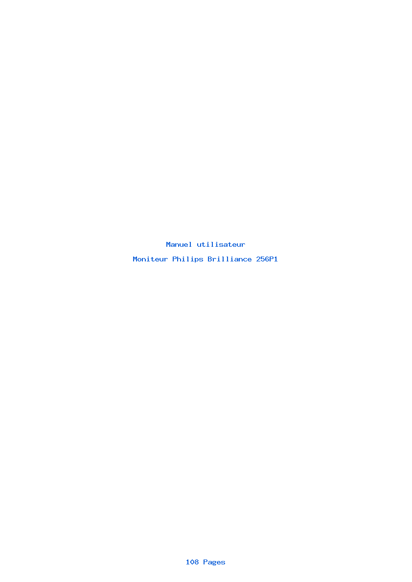 Page 1 de la notice Manuel utilisateur Philips Brilliance 256P1