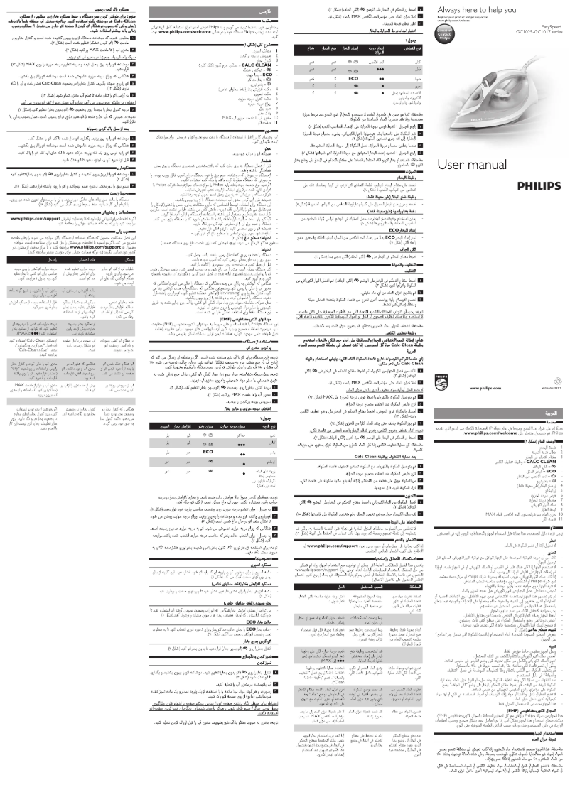 Page 1 de la notice Manuel utilisateur Philips GC104