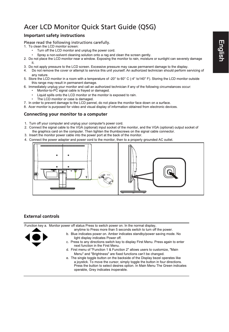 Page 1 de la notice Guide de démarrage rapide Acer PT167Q