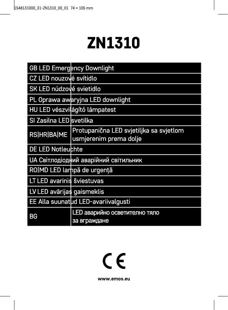 Page 1 de la notice Manuel utilisateur Emos ZN1310