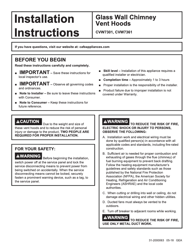 Page n°1 - Fiche technique GE CVW73614MWM