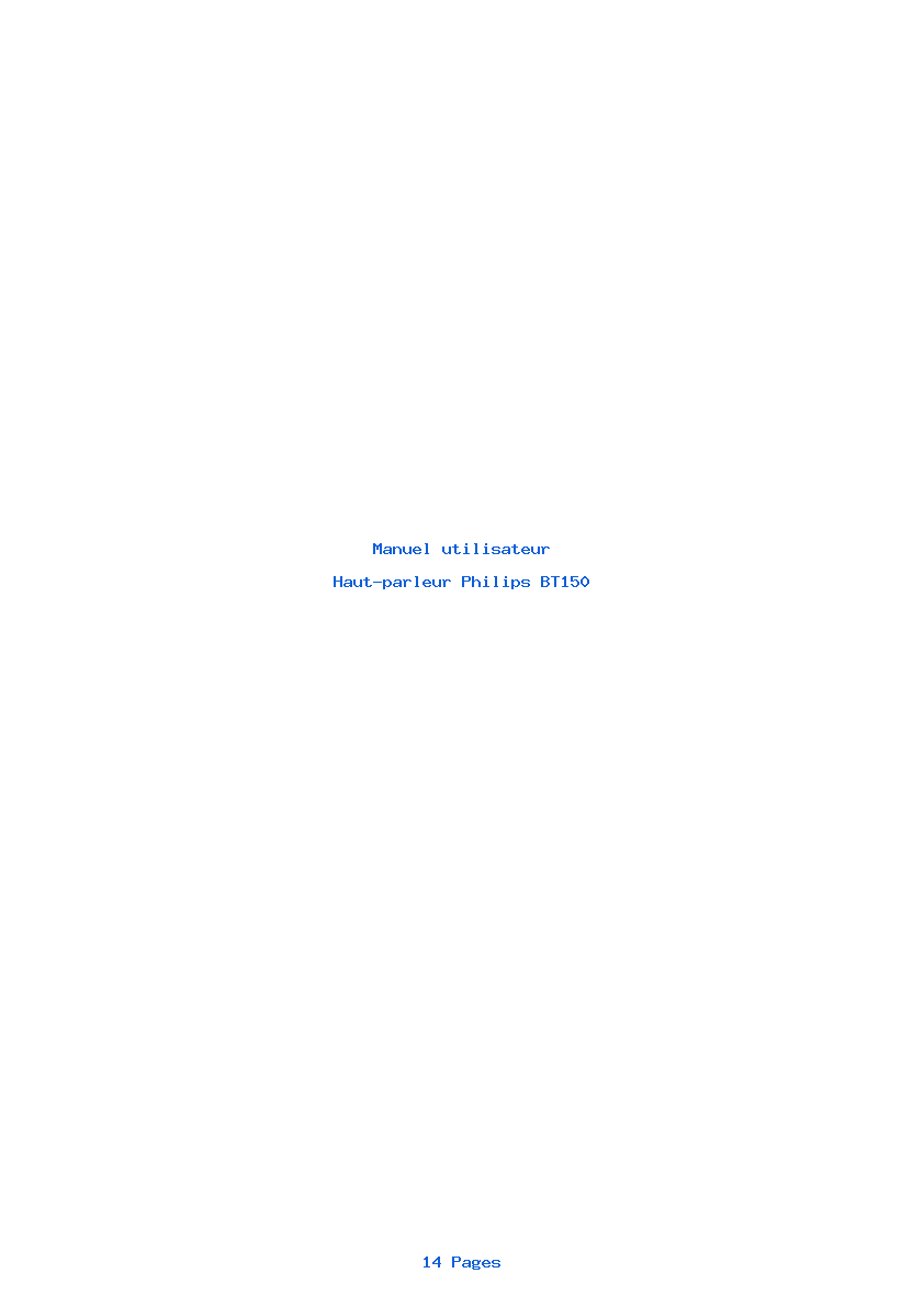 Page 1 de la notice Manuel utilisateur Philips BT150