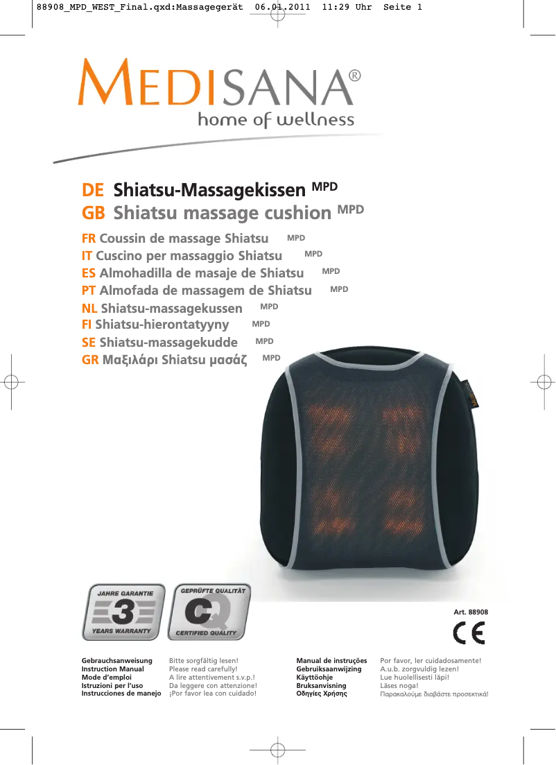 Page 1 de la notice Manuel utilisateur Medisana MPD