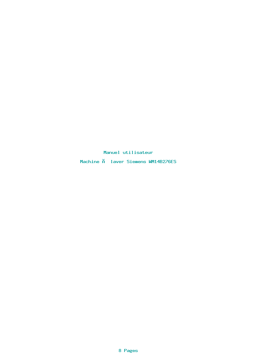Page 1 de la notice Manuel utilisateur Siemens WM14B276ES