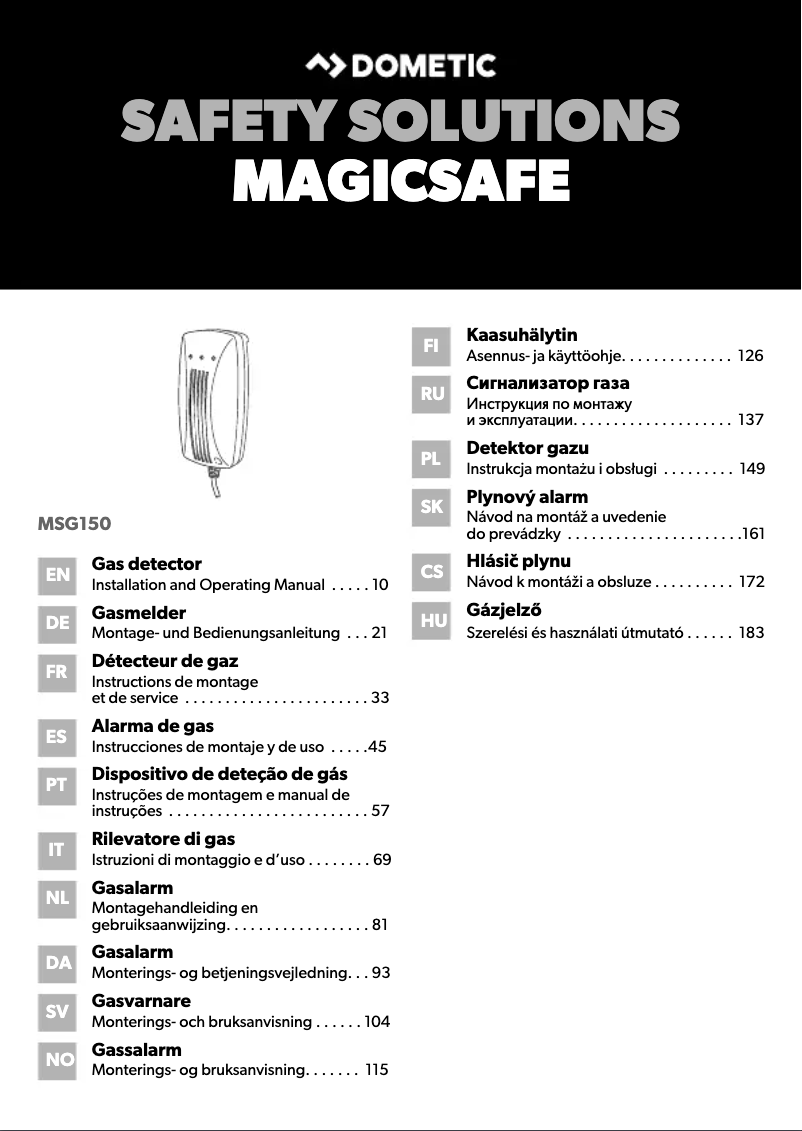 Page 1 de la notice Manuel utilisateur Dometic MagicSafe MSG 150