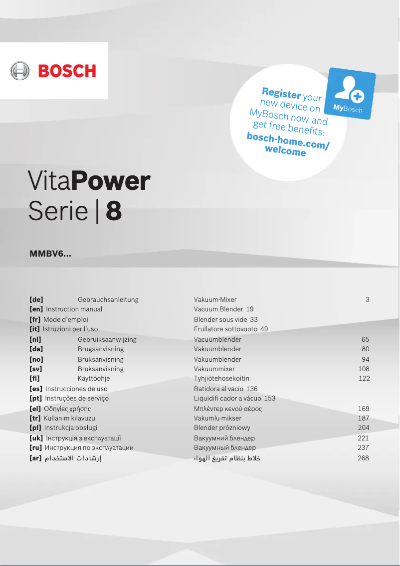 Page 1 of the manual User Manual Bosch MMBV621M