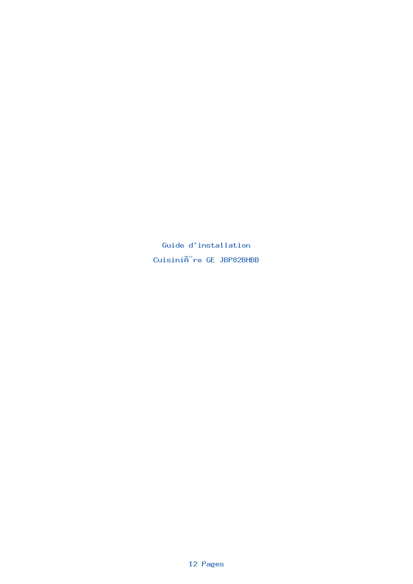 Page 1 de la notice Guide d'installation GE JBP82BHBB