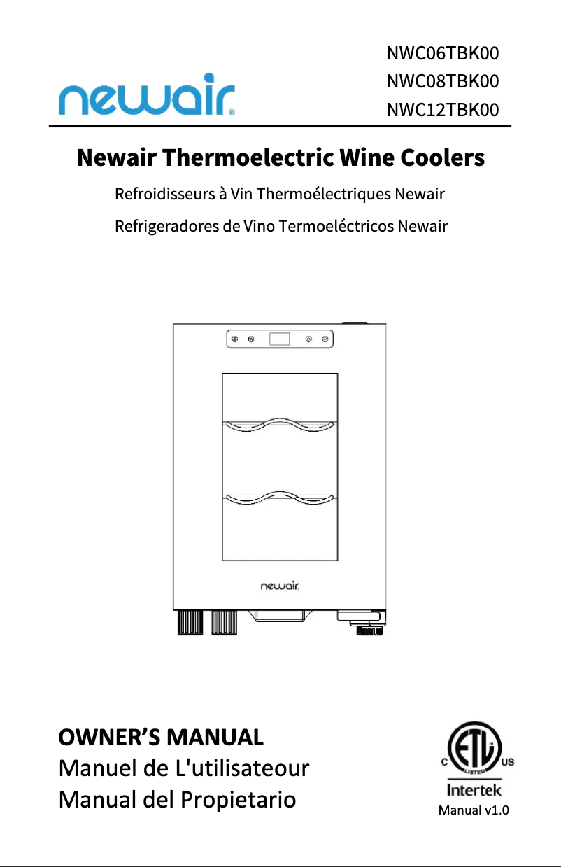 Página 1 del manual Manual de usuario NewAir NWC08TBK00