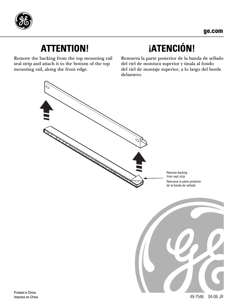 Página 1 del manual Guía de instalación GE AET05LJ