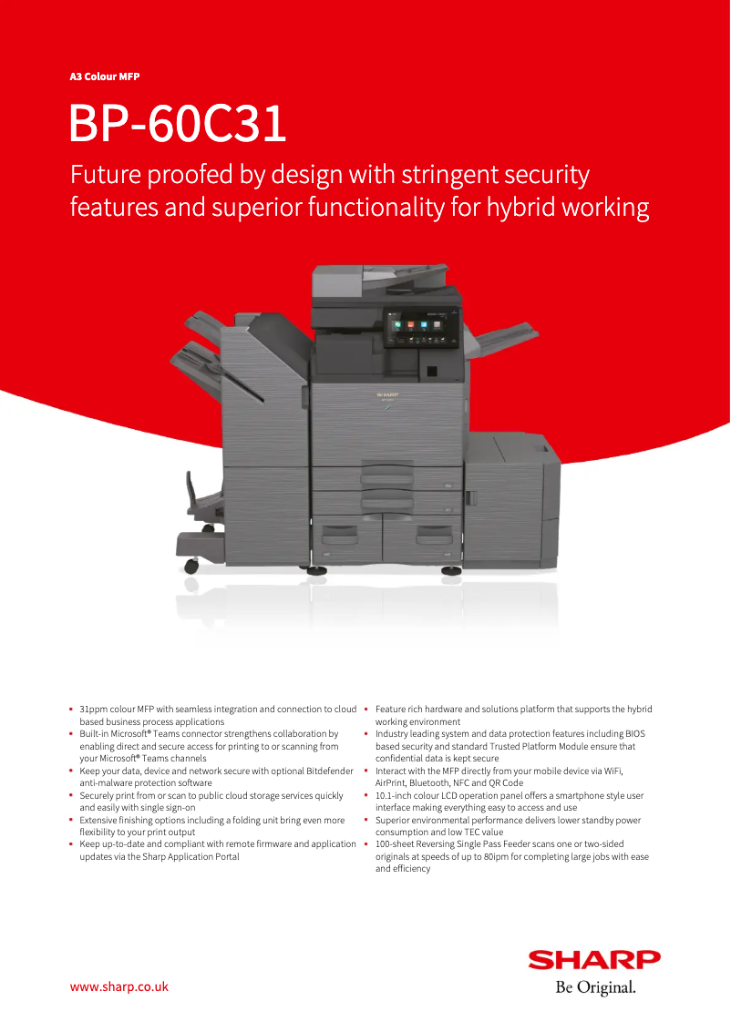 Page n°1 - Fiche technique Sharp BP-60C31