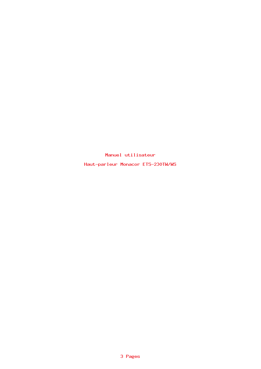 Page 1 de la notice Manuel utilisateur Monacor ETS-230TW/WS