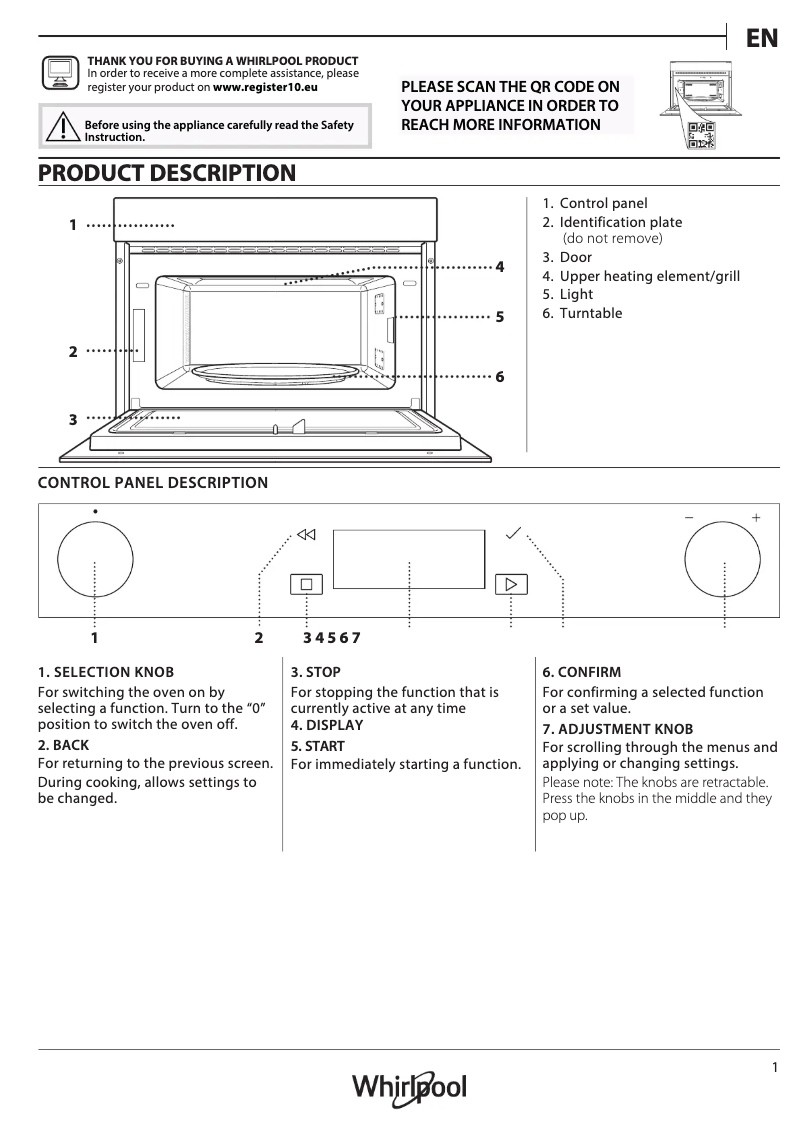 Página 1 del manual Guía de instalación Whirlpool WMD7O4TSG