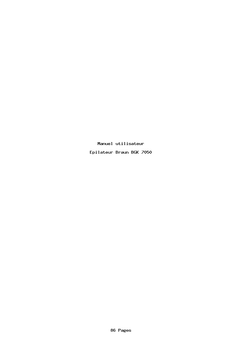 Page 1 de la notice Manuel utilisateur Braun BGK 7050