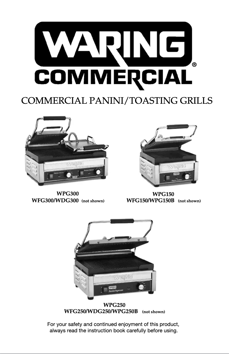 Page 1 of the manual User Manual Waring Commercial WPG300