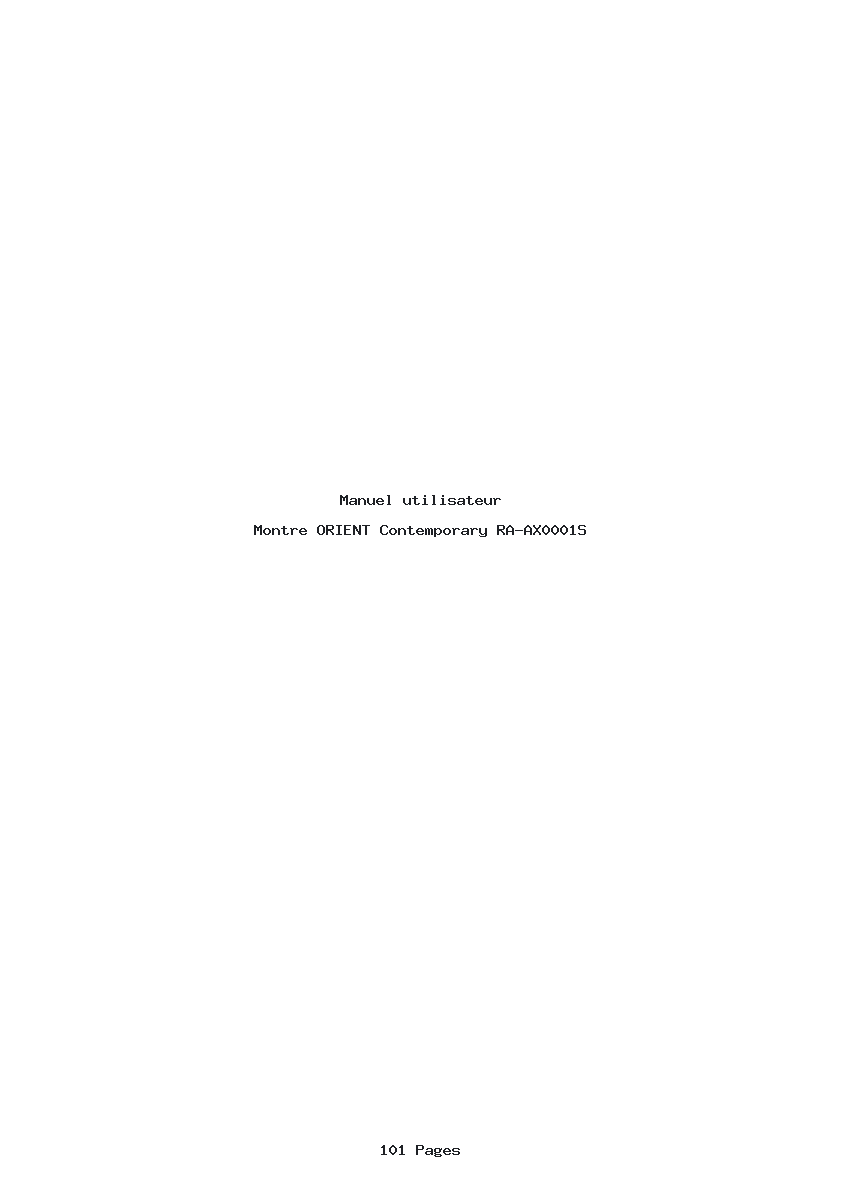 Page 1 de la notice Manuel utilisateur ORIENT Contemporary RA-AX0001S