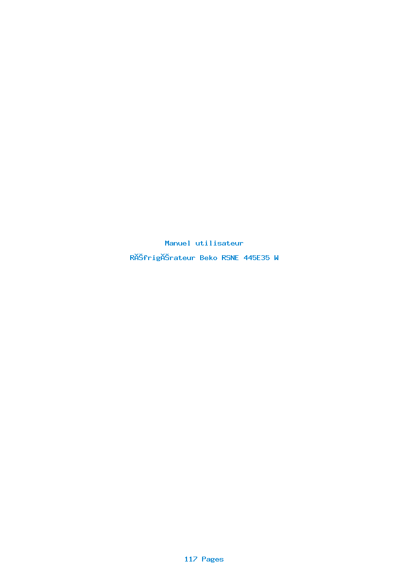 Page 1 de la notice Manuel utilisateur Beko RSNE 445E35 W