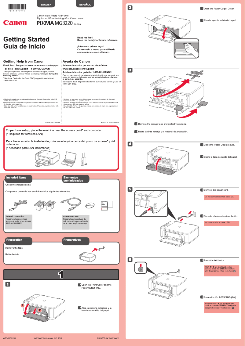 Page 1 de la notice Manuel utilisateur Canon Pixma MG3220