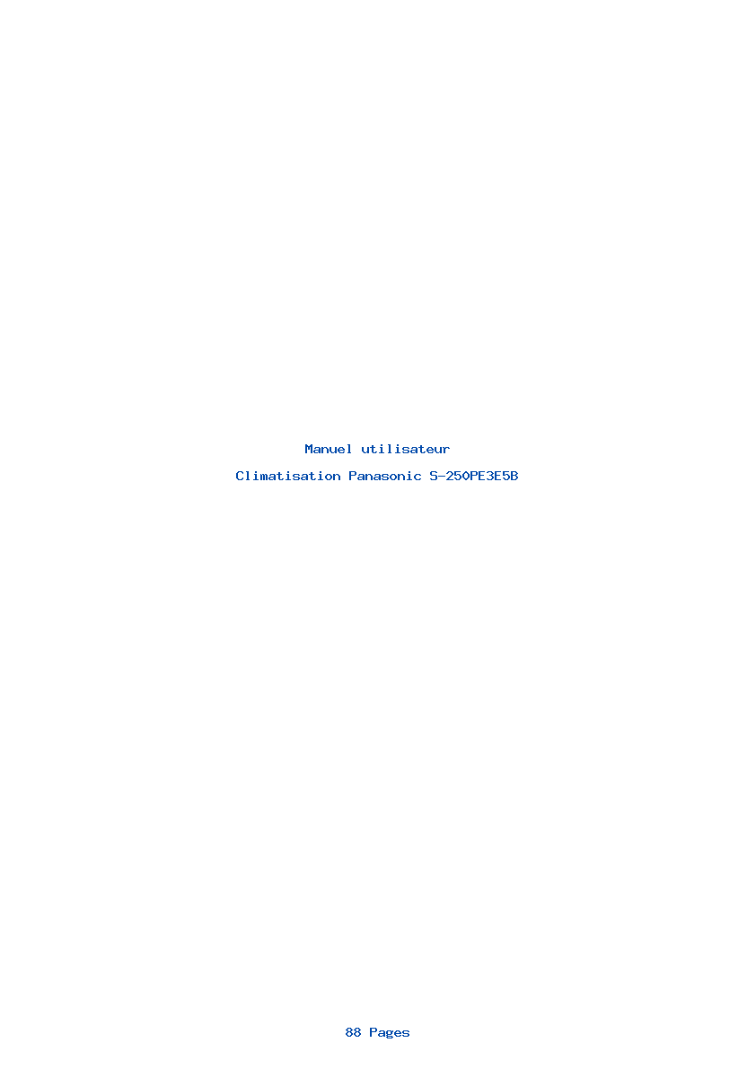 Page 1 de la notice Manuel utilisateur Panasonic S-250PE3E5B