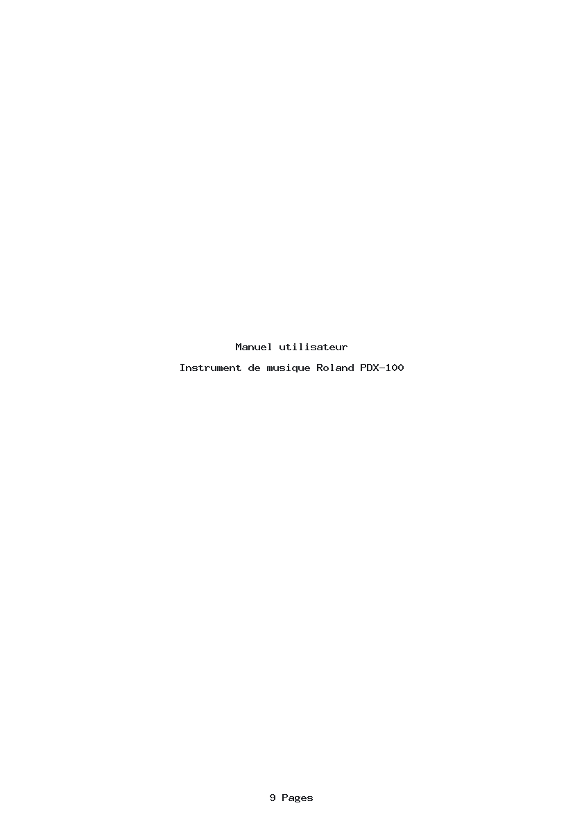 Page 1 de la notice Manuel utilisateur Roland PDX-100