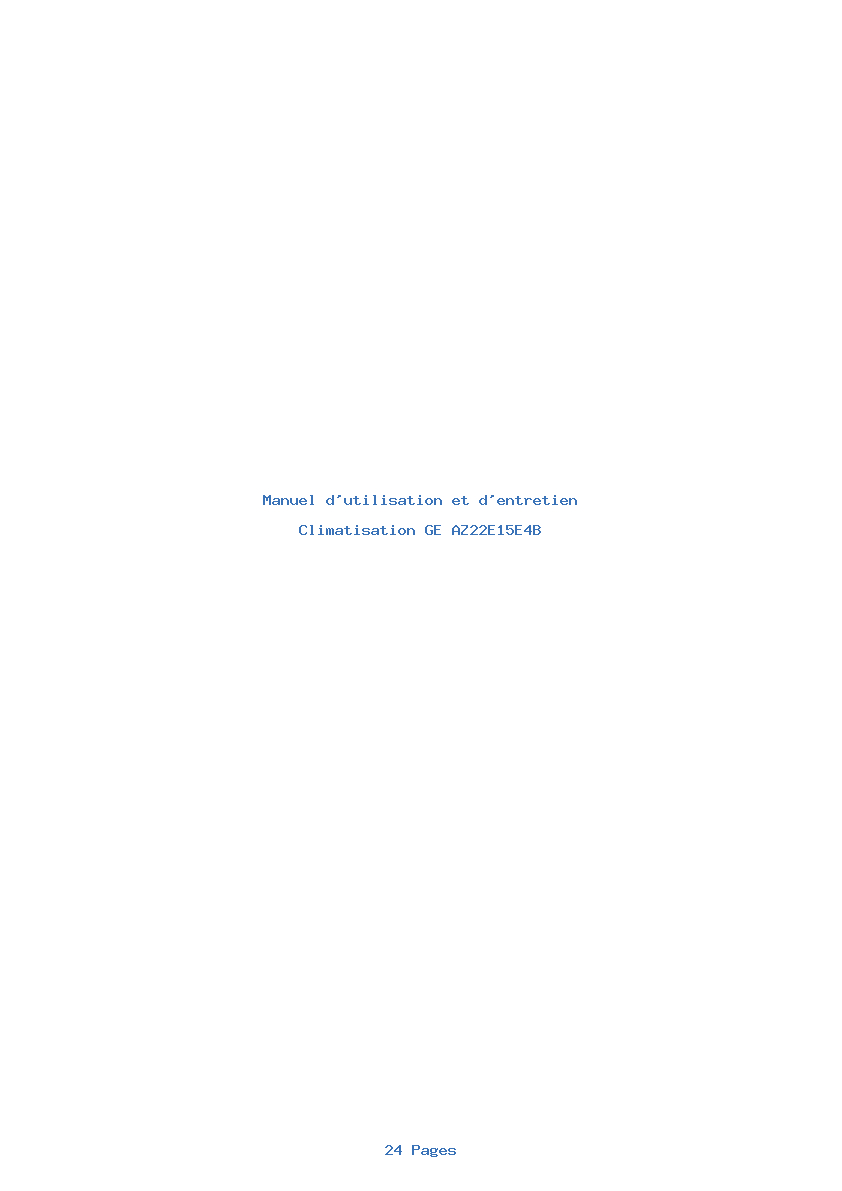 Page 1 de la notice Manuel d'utilisation et d'entretien GE AZ22E15E4B