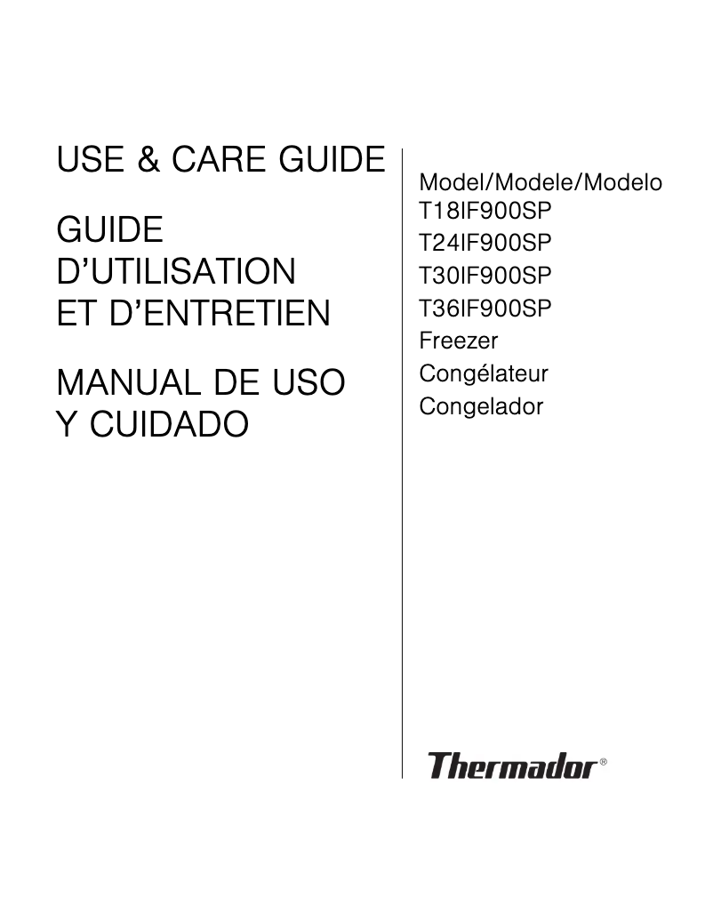 Page 1 of the manual User Manual Thermador T30IF900SP