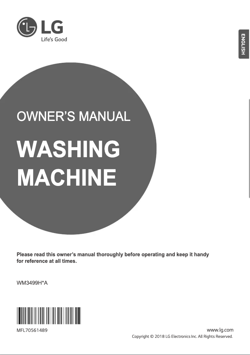 Page 1 de la notice Manuel utilisateur LG WM3499HVA