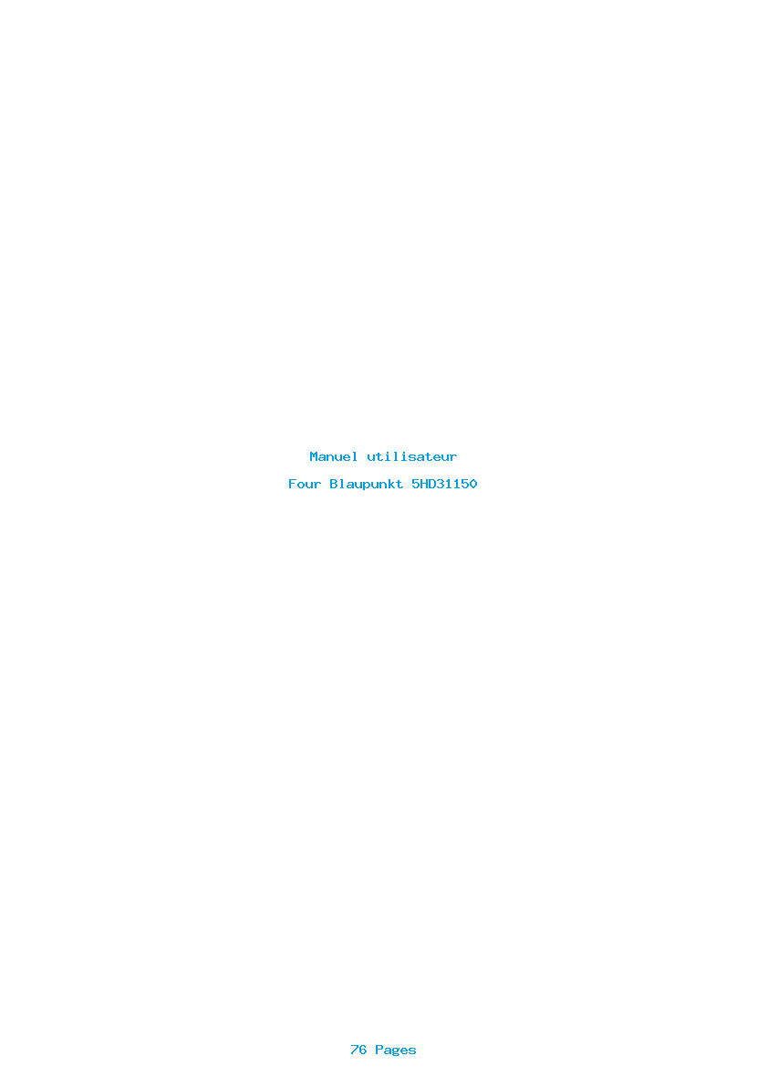 Page 1 de la notice Manuel utilisateur Blaupunkt 5HD31150