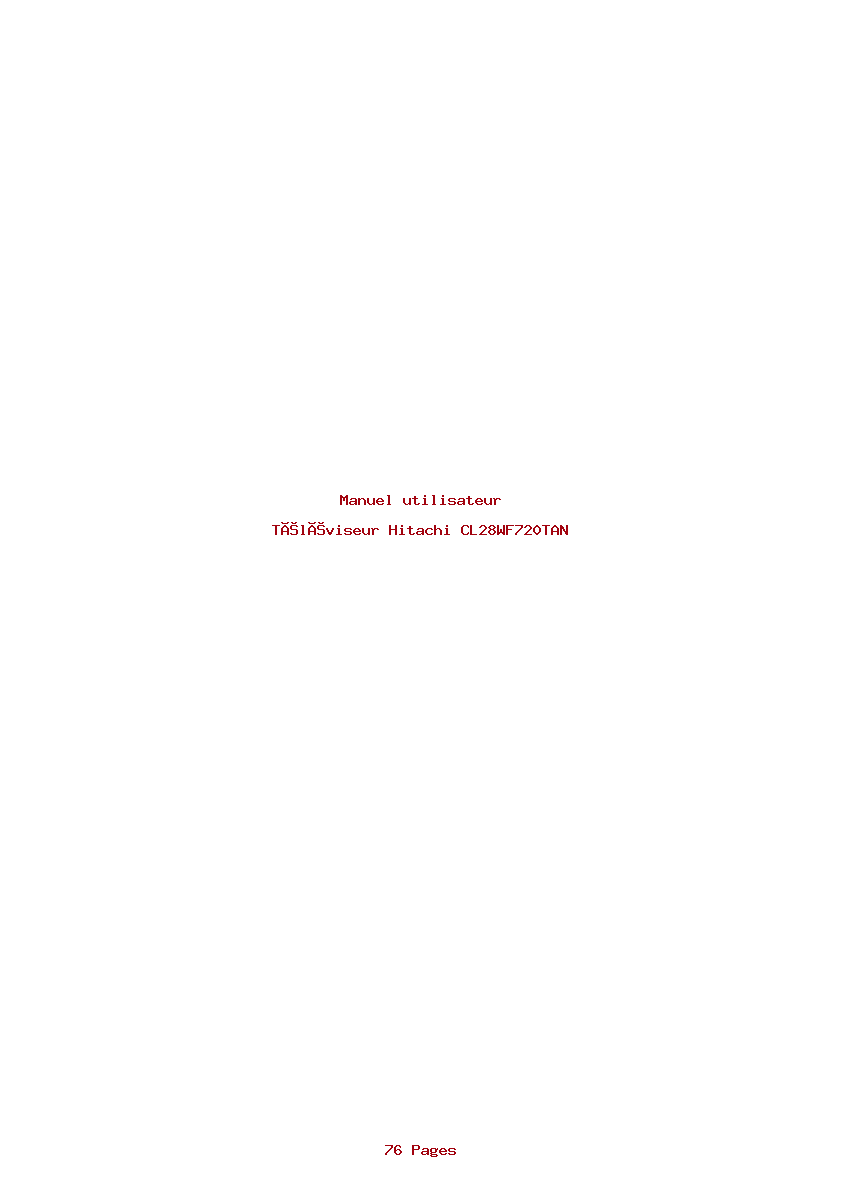 Page 1 de la notice Manuel utilisateur Hitachi CL28WF720TAN