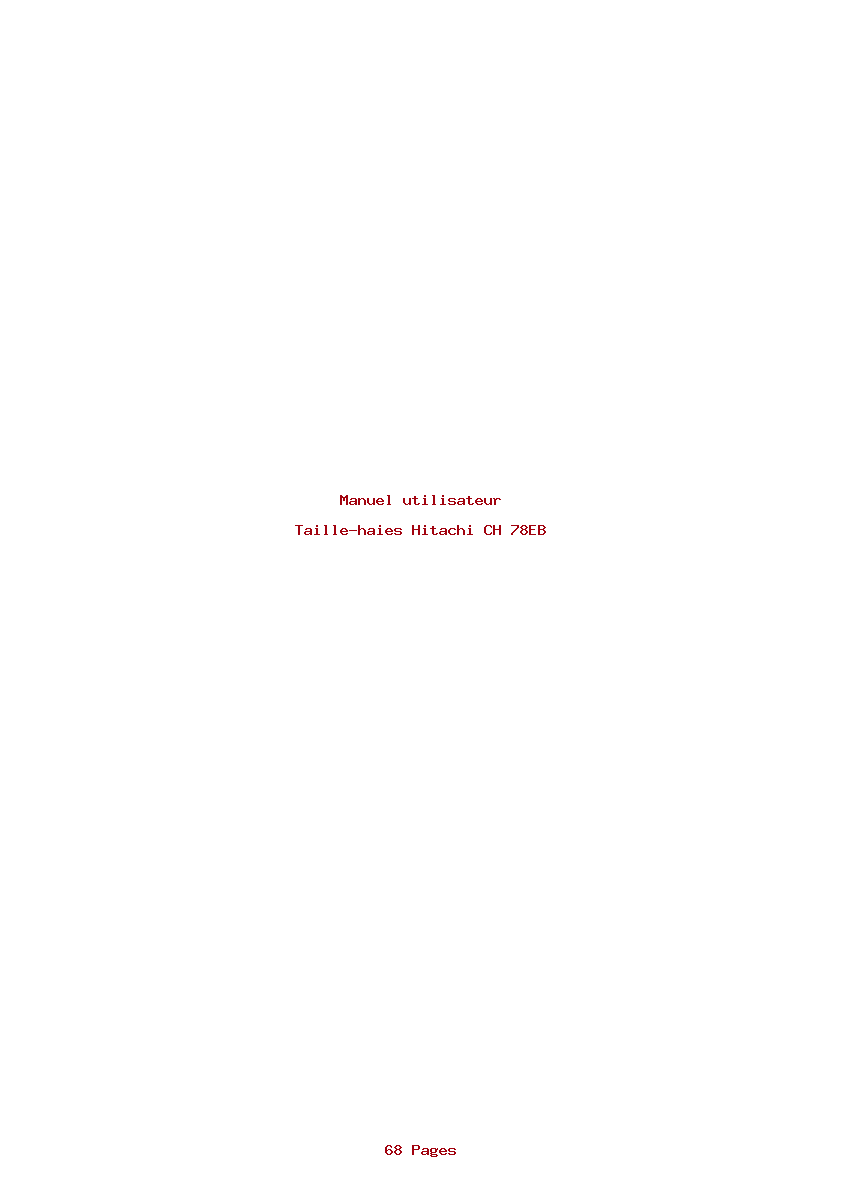 Page 1 de la notice Manuel utilisateur Hitachi CH 78EB