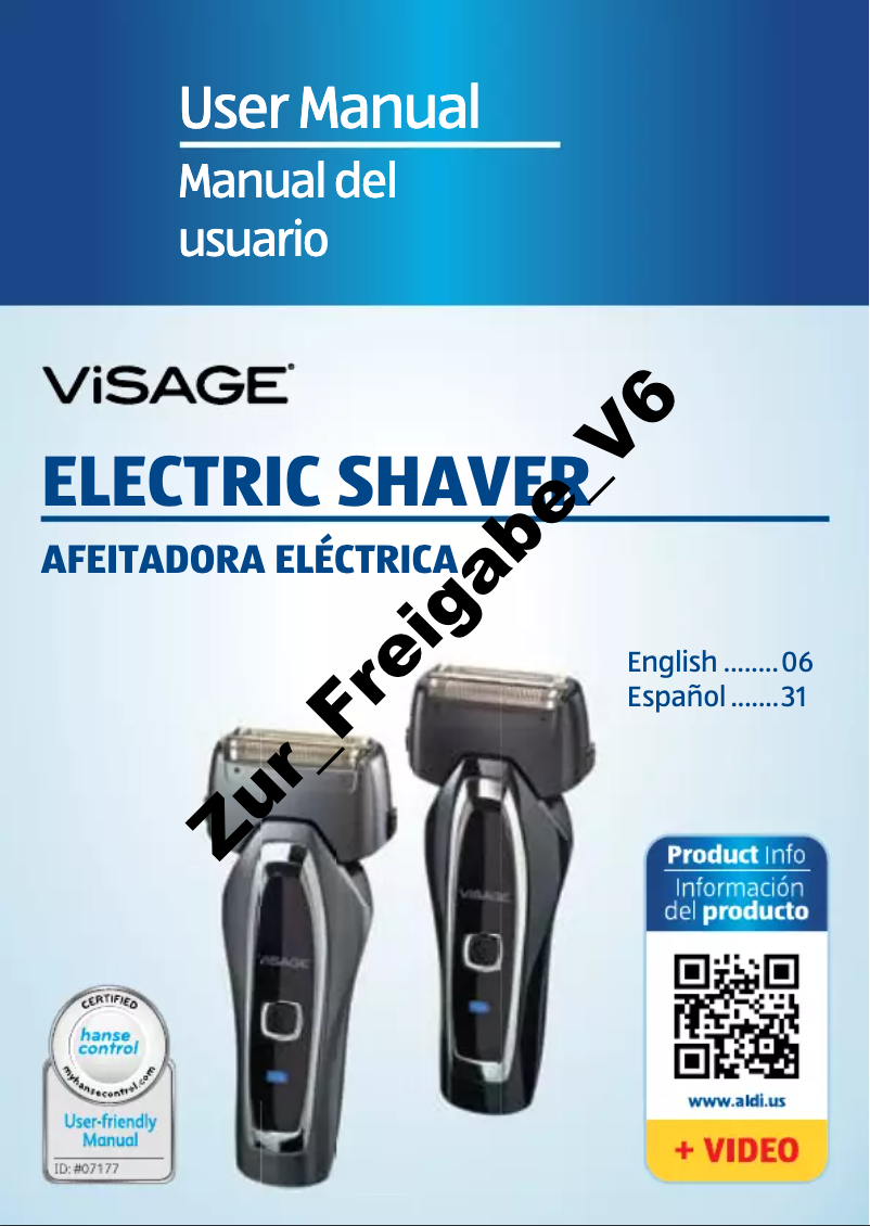Page 1 de la notice Manuel utilisateur Easy Home Visage Electric Shaver 17113906