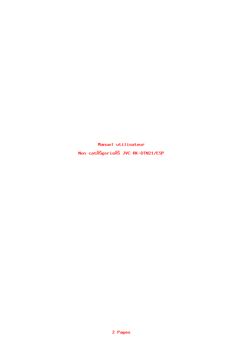 Page 1 de la notice Manuel utilisateur JVC RK-DTN21/ESP