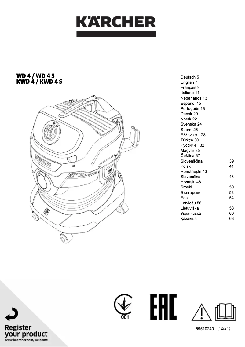 Página 1 del manual Manual de usuario Kärcher WD 4 S V-20/4/35