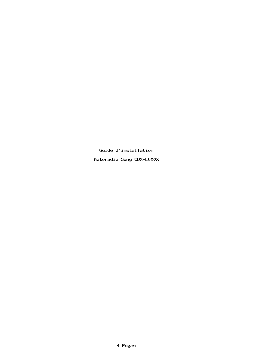 Page 1 de la notice Guide d'installation Sony CDX-L600X