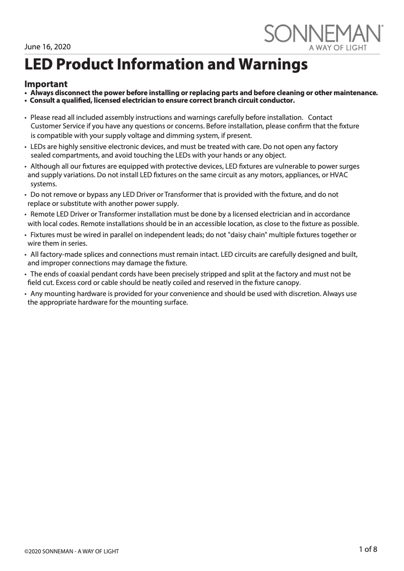 Page 1 de la notice Manuel utilisateur Sonneman Nebula 2067.25