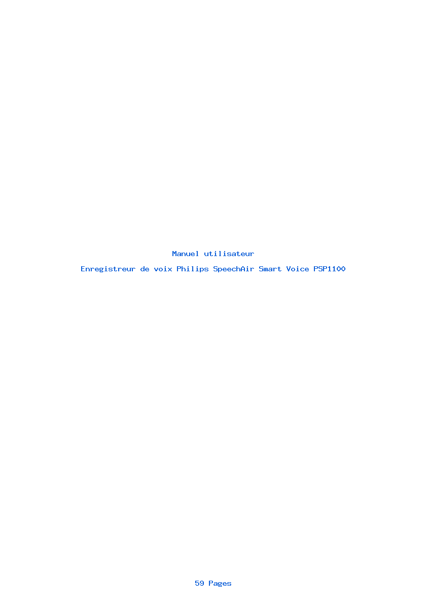 Page 1 de la notice Manuel utilisateur Philips SpeechAir Smart Voice PSP1100