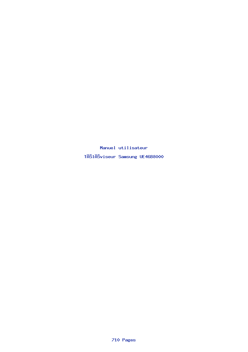 Page 1 de la notice Manuel utilisateur Samsung UE46B8000