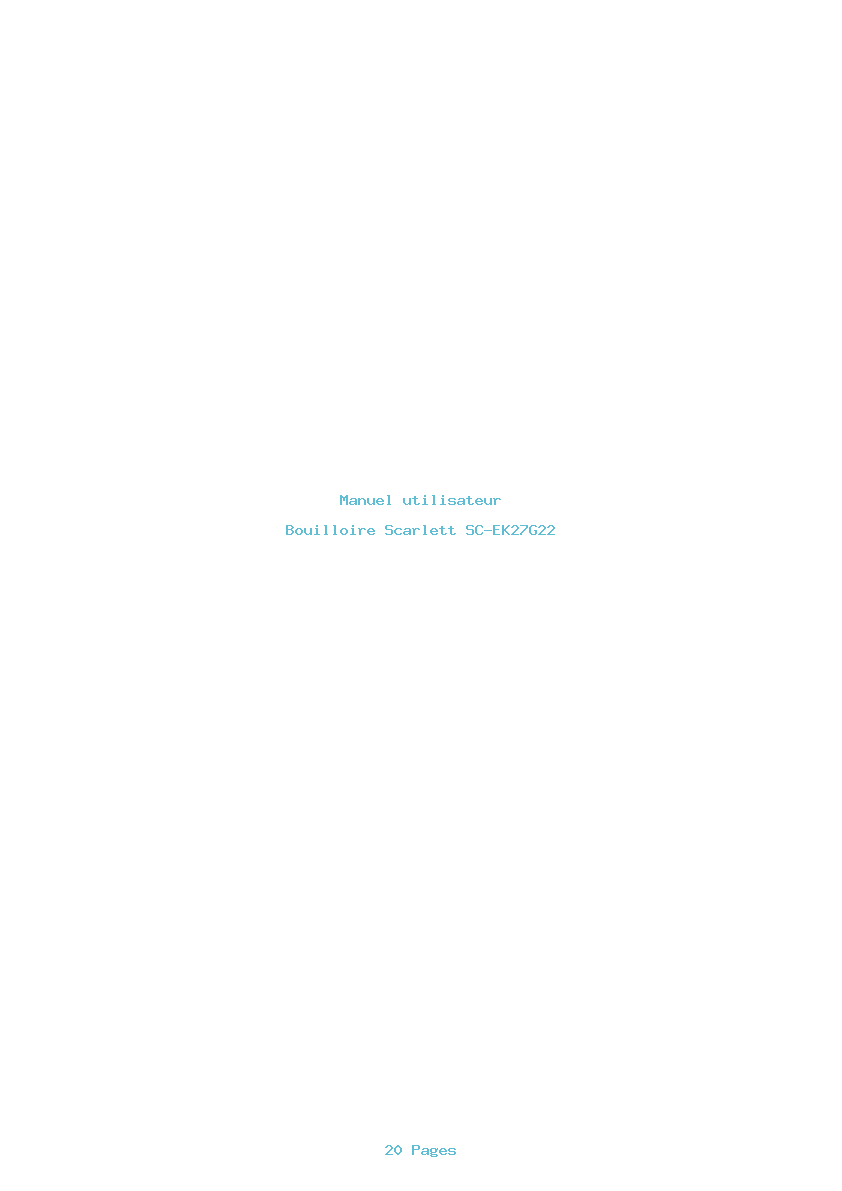 Page 1 de la notice Manuel utilisateur Scarlett SC-EK27G22